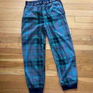 Old Navy Kids Plaid Pajama Bottoms - Gray and Green microfleece Boys size 10-12